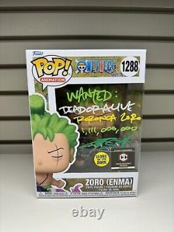 Funko Pop! One Piece Zoro (Enma) #1288 GITD Signed and Double Quote WithPSA