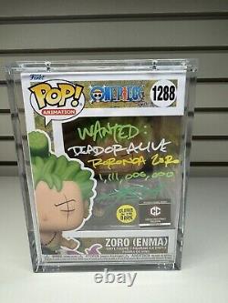 Funko Pop! One Piece Zoro (Enma) #1288 GITD Signed and Double Quote WithPSA
