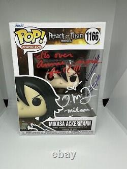 Mikasa Ackerman #1166 Signed Funko Pop! Autograph with quote by Trina Nishimura