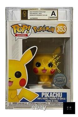 SIGNED VERONICA TAYLOR FUNKO POP Pokemon Pikachu #353 Authenticated Only Graded